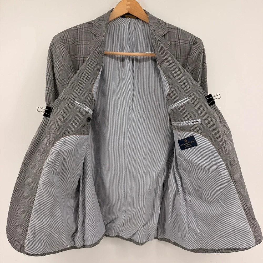 Brooks‎ Brothers Blazer Mens 41R Grey Explorer Regent Glen Plaid Wool Sport Coat